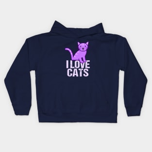 I Love Pretty Purple Cats Kids Hoodie